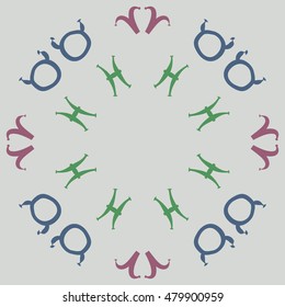 Circular pattern with zodiac signs. Hand drawn.