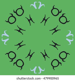 Circular pattern with zodiac signs. Hand drawn.