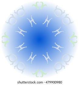 Circular pattern with zodiac signs. Hand drawn.