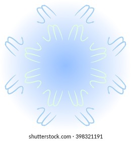 Circular pattern of zodiac signs motif,scorpio,   object, copy space. Hand drawn.