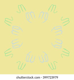 Circular  pattern of zodiac signs motif,scorpio, capricorn,object, copy space. Hand drawn.