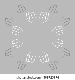 Circular  pattern of zodiac signs motif,scorpio, capricorn,object, copy space. Hand drawn.