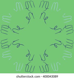 circular pattern of zodiac signs motif,scorpio, capricorn,virgo, object, copy space. Hand drawn.