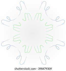 Circular  pattern of zodiac signs motif,scorpio,capricorn, object, copy space. Hand drawn.