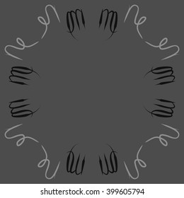 Circular  pattern of zodiac signs motif,virgo, capricorn,object, copy space. Hand drawn.
