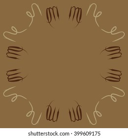 Circular  pattern of zodiac signs motif,virgo, capricorn,object, copy space. Hand drawn.