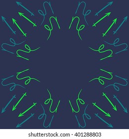 Circular  pattern of zodiac sings, capricorn, sagittarius, copy space. Hand drawn.