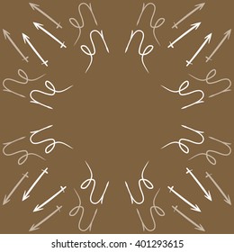 Circular  pattern of zodiac sings, capricorn, sagittarius, copy space. Hand drawn.