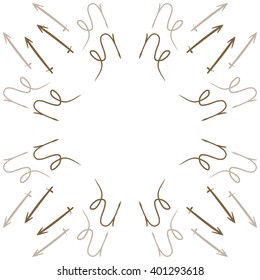 Circular  pattern of zodiac sings, capricorn, sagittarius, copy space. Hand drawn.