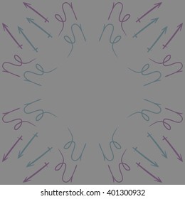 Circular  pattern of zodiac sings, capricorn, sagittarius, copy space. Hand drawn.