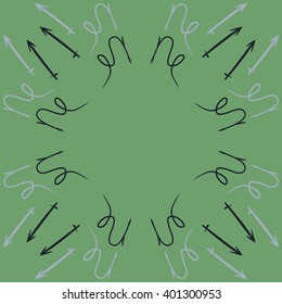Circular  pattern of zodiac sings, capricorn, sagittarius, copy space. Hand drawn.