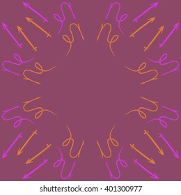 Circular  pattern of zodiac sings, capricorn, sagittarius, copy space. Hand drawn.