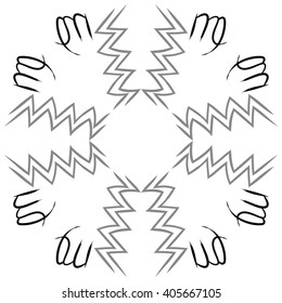 Circular  pattern of zodiac sings, virgo, aquarius,zigzag, copy space. Hand drawn.
