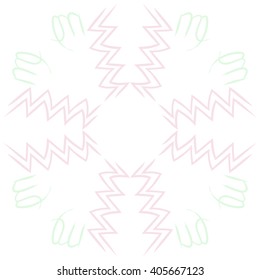 Circular  pattern of zodiac sings, virgo, aquarius,zigzag, copy space. Hand drawn.