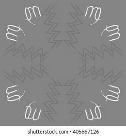 Circular  pattern of zodiac sings, virgo, aquarius,zigzag, copy space. Hand drawn.