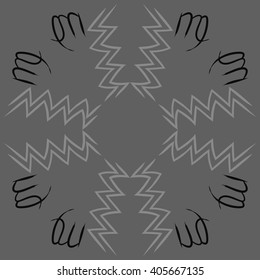 Circular  pattern of zodiac sings, virgo, aquarius,zigzag, copy space. Hand drawn.