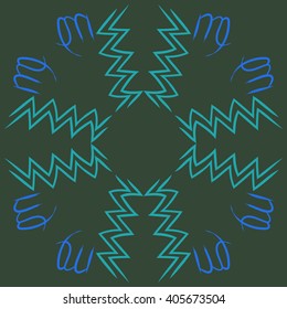 Circular  pattern of zodiac sings, virgo, aquarius,zigzag, copy space. Hand drawn.