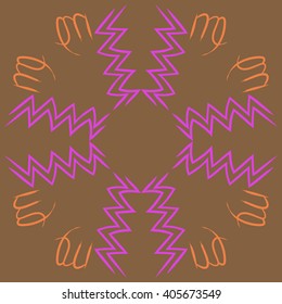 Circular  pattern of zodiac sings, virgo, aquarius,zigzag, copy space. Hand drawn.