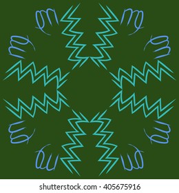 Circular  pattern of zodiac sings, virgo, aquarius,zigzag, copy space. Hand drawn.