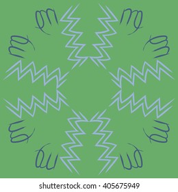 Circular  pattern of zodiac sings, virgo, aquarius,zigzag, copy space. Hand drawn.