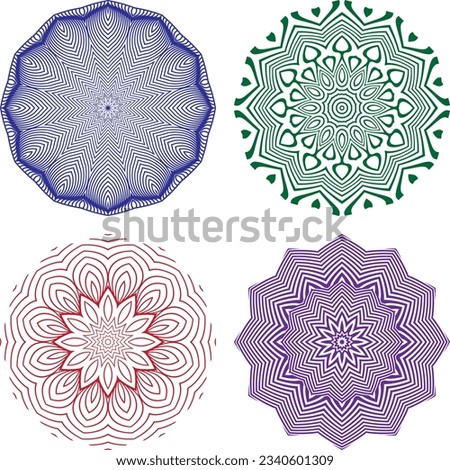 Circular patterns in ethnic style. Monochrome line ornaments for fashion design.