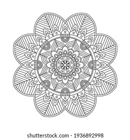 Circular patterns forming mandala for Henna, Mehndi, tattoos, decorations. Decorative ornament in oriental style. Vector illustration.