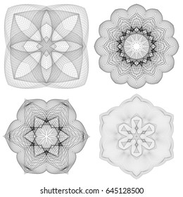 Circular patterns with guilloche for currency, certificate or diplomas