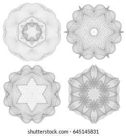 Circular patterns with guilloche for currency, certificate or diplomas