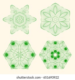 Circular patterns with guilloche for currency, certificate or diplomas