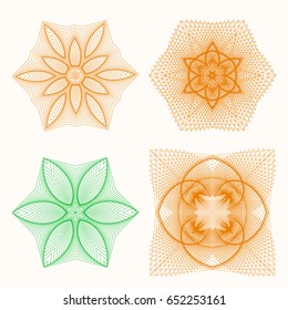 Circular patterns with guilloche for currency, certificate or diplomas