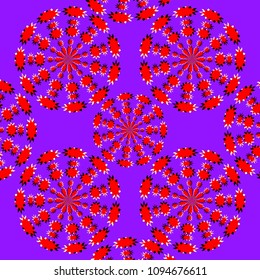 Circular patterns rotate in opposite directions in an abstract background illustration of the illusory motion variety.