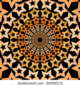 Circular patterns of stars on a gold background vector