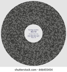 Circular paving tile pattern with a quantitative and dimensional description data. Vector pavers texture for landscaping, gardening, urban spaces, architecture, design, concrete molding, stencils