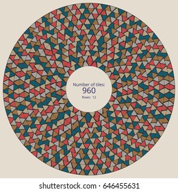 Circular paving tile pattern with a quantitative description data. Vector pavers texture for landscaping, gardening, urban spaces, architecture, design, concrete molding, stencils