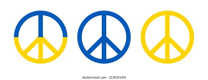 Diseño de símbolo de paz circular. Plantilla de signos amarillo azul de Ucrania.