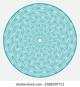 Circular Peacock Pattern EPS Vector