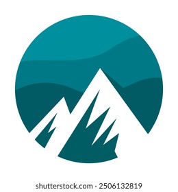 Circular peak summit circle Mountain logo design vector illustration