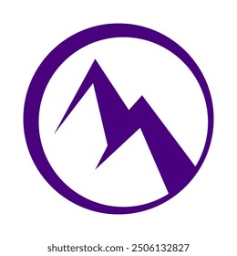 Circular peak summit circle Mountain logo design vector illustration