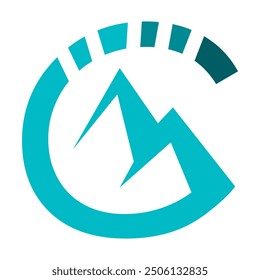 Circular peak summit circle Mountain logo design vector illustration