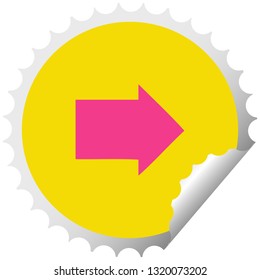 circular peeling sticker cartoon of a arrow symbol