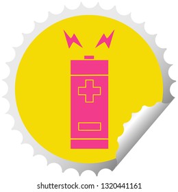 circular peeling sticker cartoon of a battery