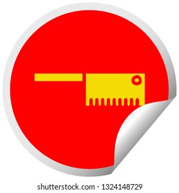 circular peeling sticker cartoon of a butcher knife