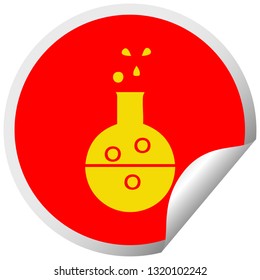 circular peeling sticker cartoon of a chemistry tube