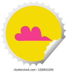 circular peeling sticker cartoon of a cloud