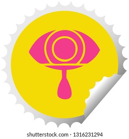 caricatura circular de pegatina de pelado de ojo llorando