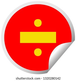 caricatura de pegatinas de pelado circular de un símbolo de división