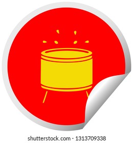 circular peeling sticker cartoon of a drum