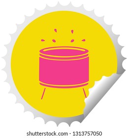 circular peeling sticker cartoon of a drum