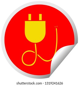 circular peeling sticker cartoon of a electrical plug
