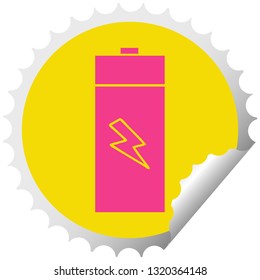 circular peeling sticker cartoon of a electrical battery